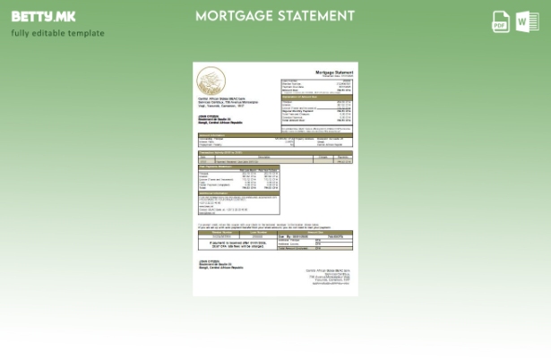 модерен стил Централноафриканска Република BEAC шаблон за извод за хипотека од б